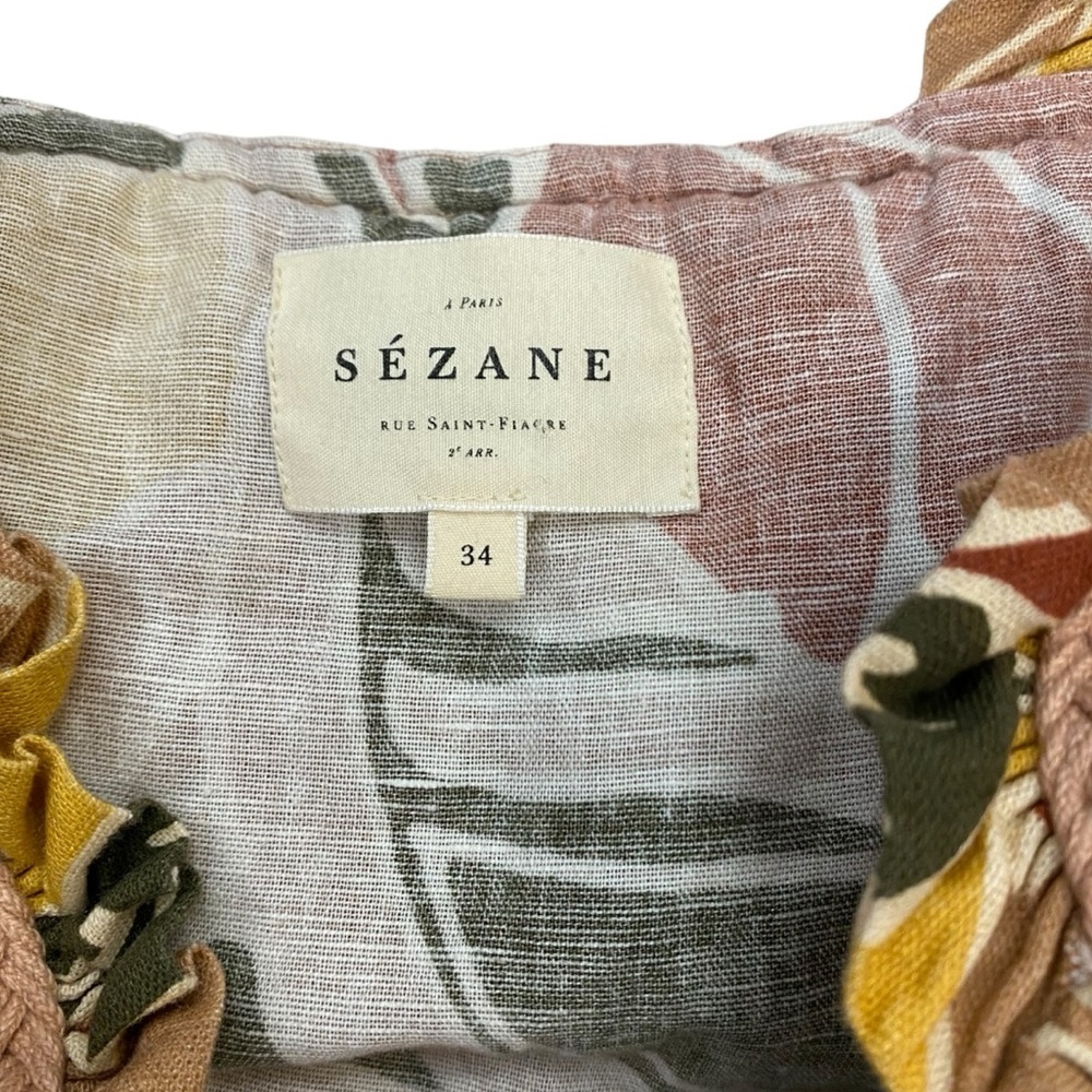 Sezane Fily Vicky Dress in Multi Leaves Print Size FR 34 US 2 - Picture 8 of 11